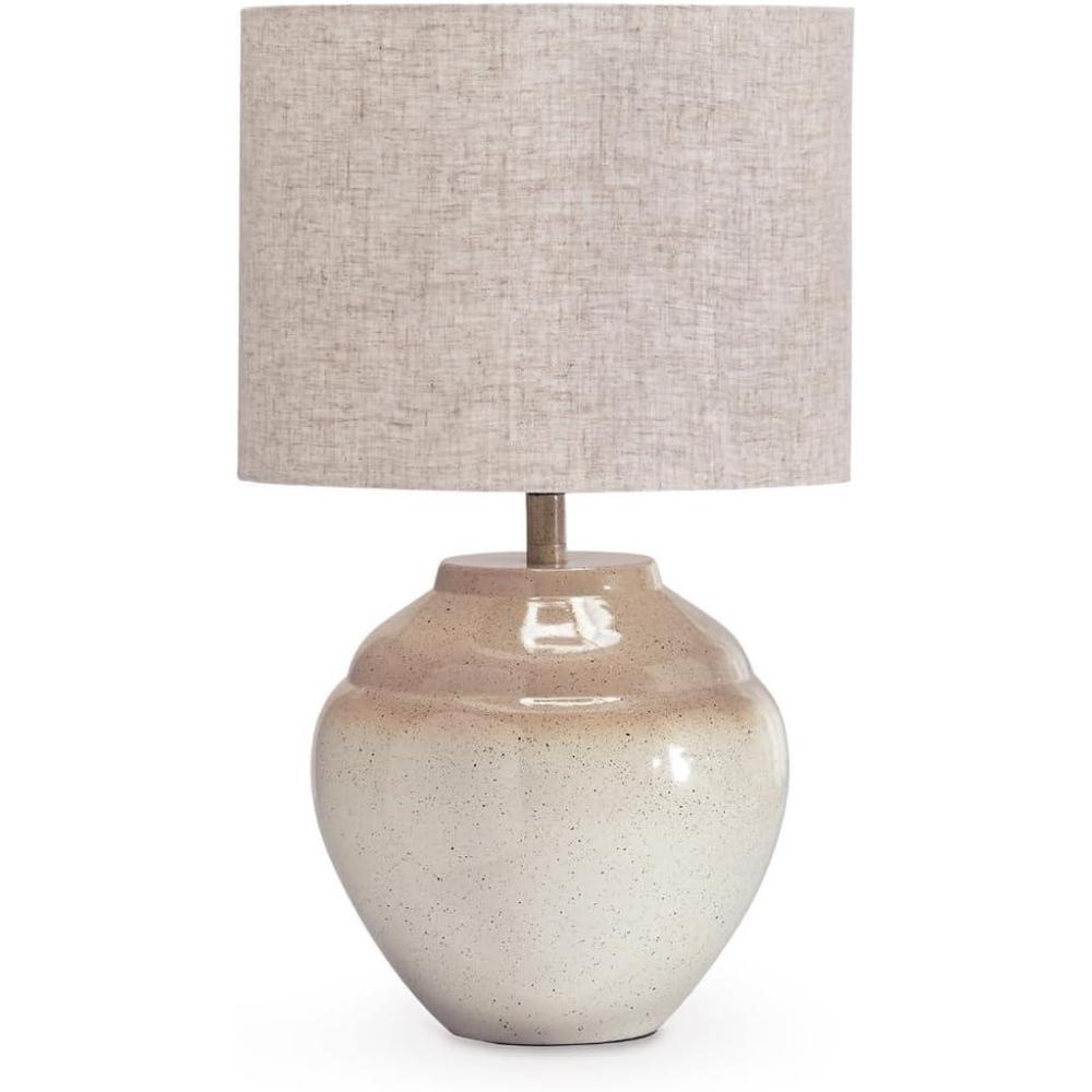 imageSignature Design by Ashley Waldish Rustic Table Lamp with Drum Shade Beige