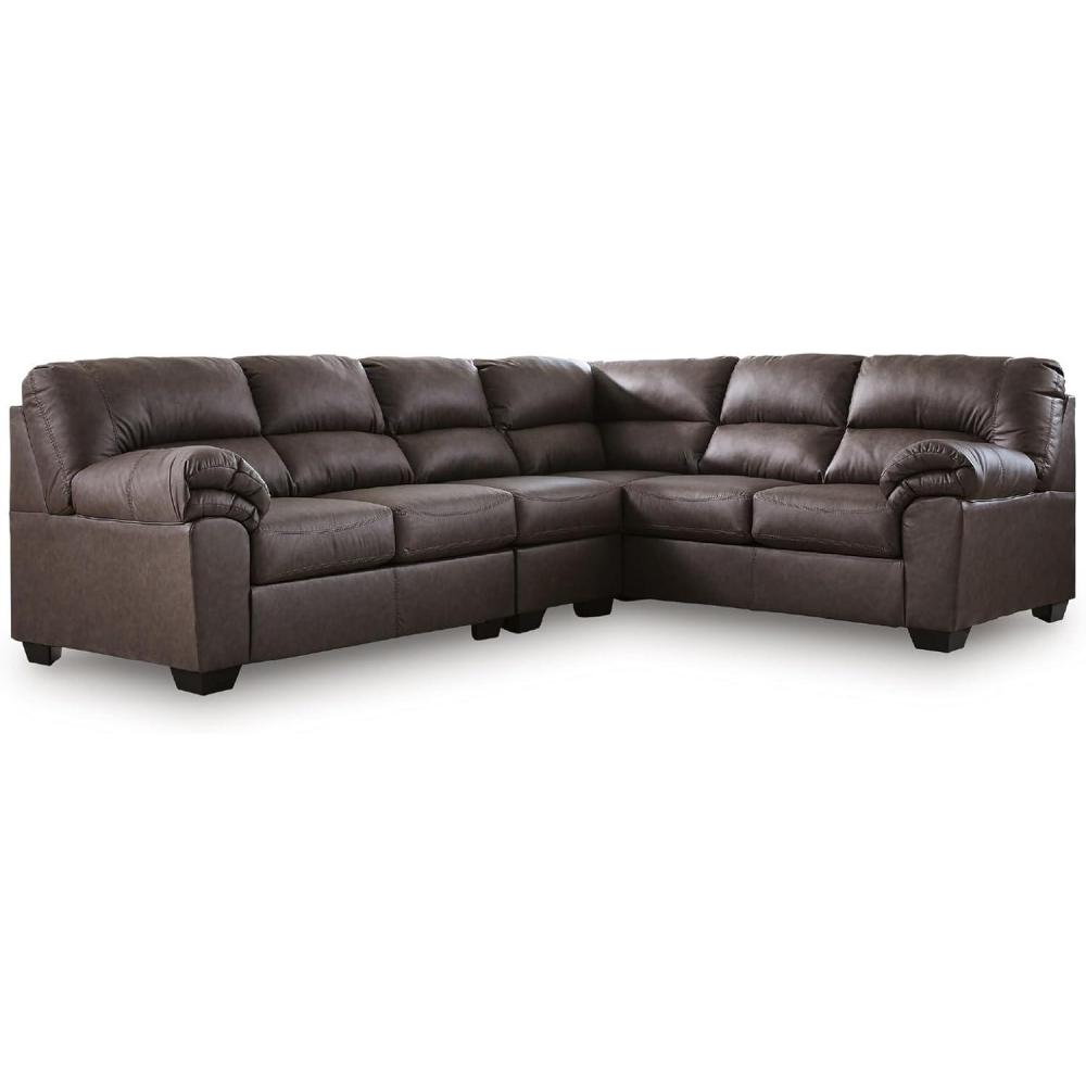 imageSignature Design by Ashley Whitlock LShape RightArm Facing Casual Faux Leather 2Piece Sectional with Removable Cushion Dark BrownUmber
