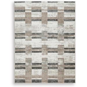Signature Design by Ashley Alstone Large Casual Rug, Machine Woven, Striped Design, Jute Backing, Fabric Blend, 94.5″ W x 119″ D x 0.25″ H, Multicolor(5’3″ x 7′ (Rectangular))