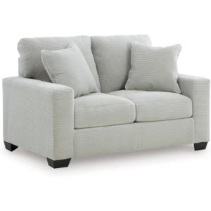 Signature Design by Ashley Ammon Casual Anti Sag Loveseat with Loose Seat Cushion and 2 Accent Pillows, White(Light Gray)