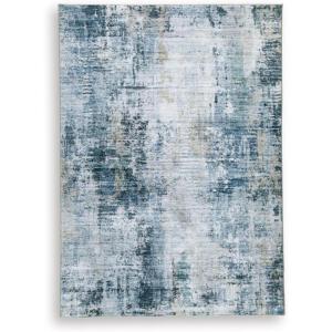 Signature Design by Ashley Arlenmont Contemporary Indoor Geometric Rectangular 5 x 7 Area Rug, Blue & White(5′ x 7′ (Rectangular))