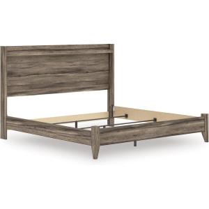 Signature Design by Ashley Baystorm Farmhouse Panel Bed with LED Lighting, Foundation or Box Spring Needed, Queen, Gray(King)