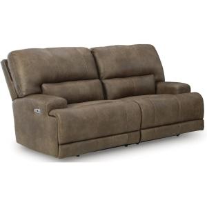 Signature Design by Ashley Bealeaf Contemporary Power Reclining Sofa with Position Lock, Adjustable Headrest and USB Charging Ports, Dark Brown
