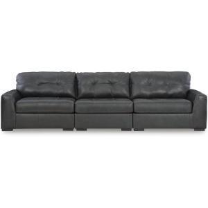 Signature Design by Ashley Brindley Pier Urban Modular Leather Match Tufted Anti Sag 4-Piece Sectional with Loose Seat Cushions, Gray(3-Piece Sectional Sofa)