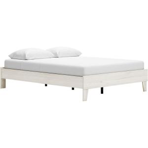Signature Design by Ashley Calverson Modern Platform Bed, Foundation or Box Spring Not Needed, King, Dark Brown(Natural Beige)