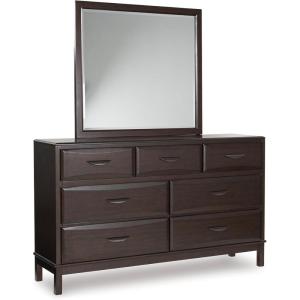 Signature Design by Ashley Cambeck Vintage Smooth-Gliding 6-Drawer Dresser and Mirror with Safety Stop, Whitewash(Dark Brown)