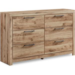 Signature Design by Ashley Cambeck Vintage Smooth-Gliding 6-Drawer Dresser and Mirror with Safety Stop, Whitewash(Light Brown)