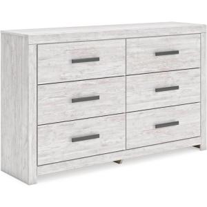 Signature Design by Ashley Cambeck Vintage Smooth-Gliding 6-Drawer Dresser and Mirror with Safety Stop, Whitewash(White)
