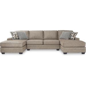 Signature Design by Ashley Cannonbrook Transitional U-Shaped Right-Arm Facing 3-Piece Sectional with Chaise, Loose Seat Cushions and 6 Accent Pillows, Dark Brown(Symmetrical)