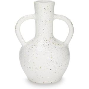 Signature Design by Ashley Dallinworth Casual Vase with Handle, White & Black