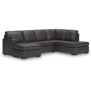 Signature Design by Ashley Dara Park U-Shape Left-Arm Facing Contemporary Faux Leather 2-Piece Sectional with Chaise and Removable Cushion and Gray(Left Hand 2-Piece Sectional with Chaise)