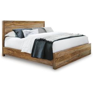 Signature Design by Ashley Dressonni Rustic Queen Panel Bed, Foundation or Box Spring Needed, Dark Brown & Light Brown(Queen Panel Bed)