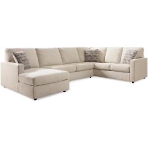 Signature Design by Ashley Edenfield Contemporary Right-Arm Facing 3-Piece Sectional with Chaise, Loose Seat Cushions and 3 Throw Pillows, Gray(Linen)
