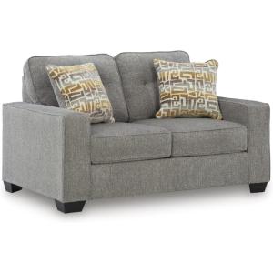 Signature Design by Ashley Fanciful Classic Loveseat with Tufted Cushion and Removable Cushion, Light Gray