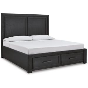 Signature Design by Ashley Foyland Transitional 2-Drawer King Platform Storage Bed, Foundation or Box Spring Not Needed, Black & Dark Brown(Black/Brown)