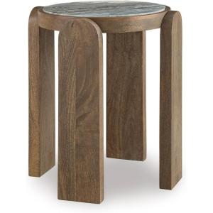 Signature Design by Ashley Gavrilley Modern Accent Table with Marble Top, Light Gray & Light Brown