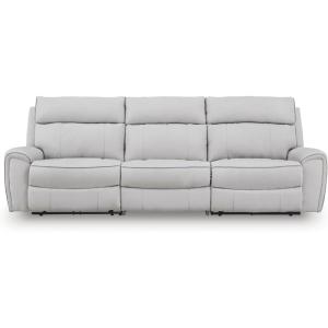 Signature Design by Ashley Grafton Pike L-Shape Right-Arm Facing Modern 6-Piece Reclining Sectional with Storage Console and Adjustable Headrest, Light Gray(3-Piece Power Reclining Sectional)