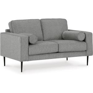 Signature Design by Ashley Hazela Casual Loveseat with 2 Bolster Pillows, Gray(Grey)