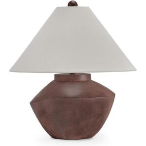 Signature Design by Ashley Honsworth Mid Century Modern Table Lamp with Empire Shade, Dark Brown