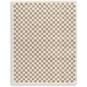 Signature Design by Ashley Karamen Casual Indoor Checkered Rectangular 8 x 10 Area Rug, Beige & Brown