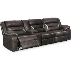 Signature Design by Ashley Kincord Contemporary Faux Leather 2-Piece Power Reclining Sectional Sofa with USB Charging Ports, Console, Cup Holders and Storage, Dark Brown(Left Arm Rest)
