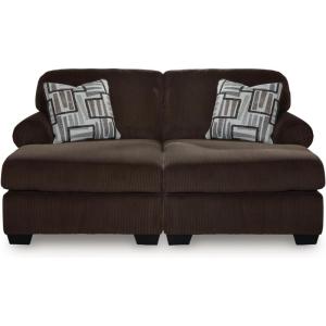 Signature Design by Ashley Landsings Straight Casual 2-Piece Super Chaise with Removable Cushion and Rolled Arm, Dark Brown(2-Piece Super Chaise)