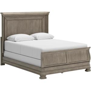 Signature Design by Ashley Lexorne Traditional King Sleigh Bed, Foundation or Box Spring Needed, Light Gray(Queen Sleigh Bed)