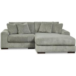 Signature Design by Ashley Lindyn Casual Anti Sag 3-Piece Sectional with Double Chaise, Reversible Cushions and 5 Accent Pillows, Gray(Grey)