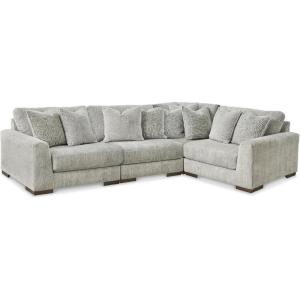 Signature Design by Ashley Regent Park Contemporary Anti Sag Right-Arm Facing 4-Piece Sectional with Reversible Cushions and 9 Accent Pillows, Light Gray(Light Gray)