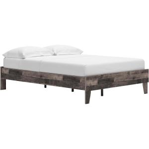 Signature Design by Ashley Socalle Contemporary Panel Platform Bed, Foundation or Box Spring Not Needed, Queen, Beige(Rustic Gray)