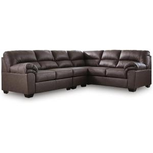 Signature Design by Ashley Whitlock L-Shape Right-Arm Facing Casual Faux Leather 2-Piece Sectional with Removable Cushion, Dark Brown(Umber)
