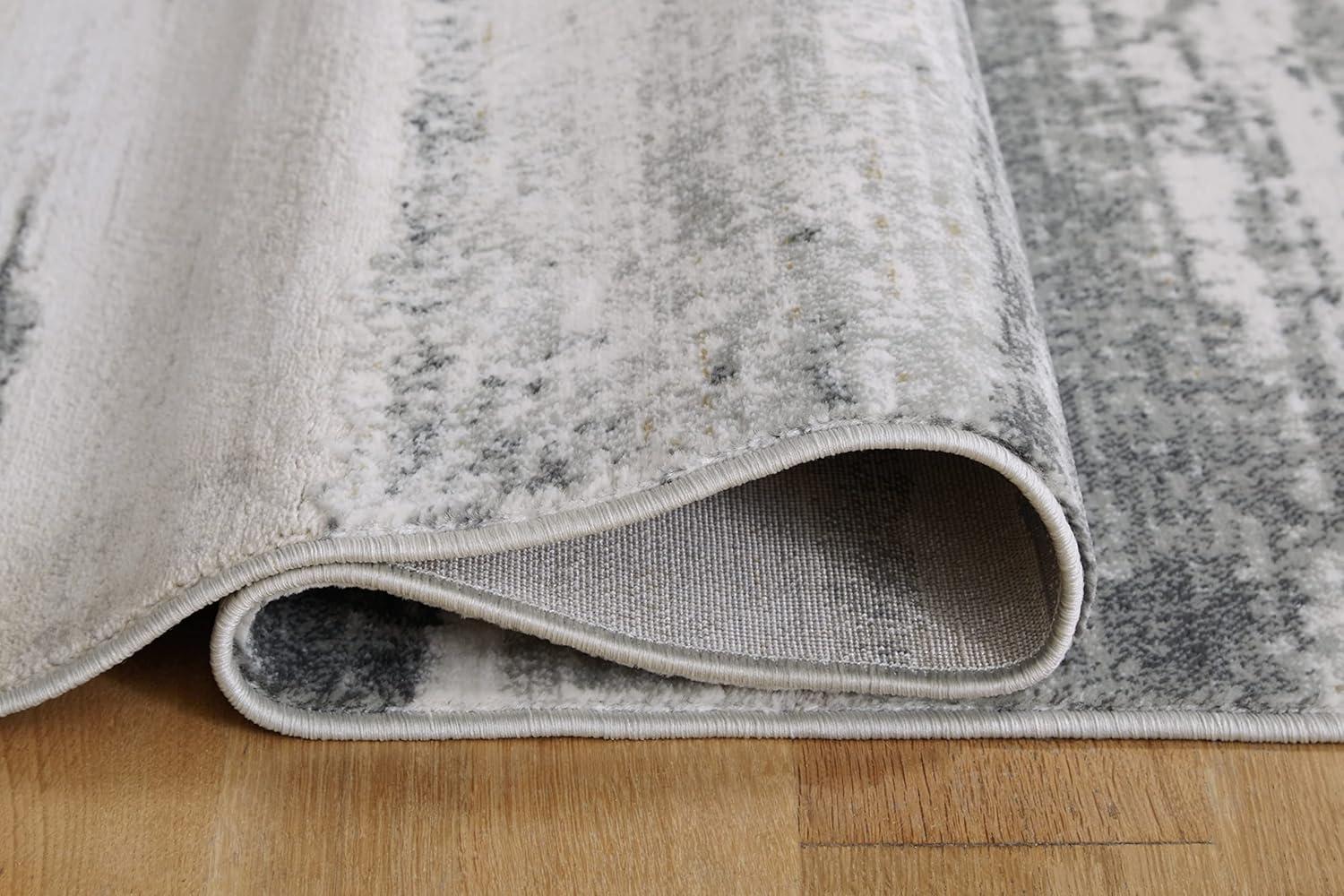 imageSignature Design by Ashley Abanett Contemporary 5 x 7 Medium Pile Abstract Design Rug Cream Gold amp Gray53 x 73 Rectangular