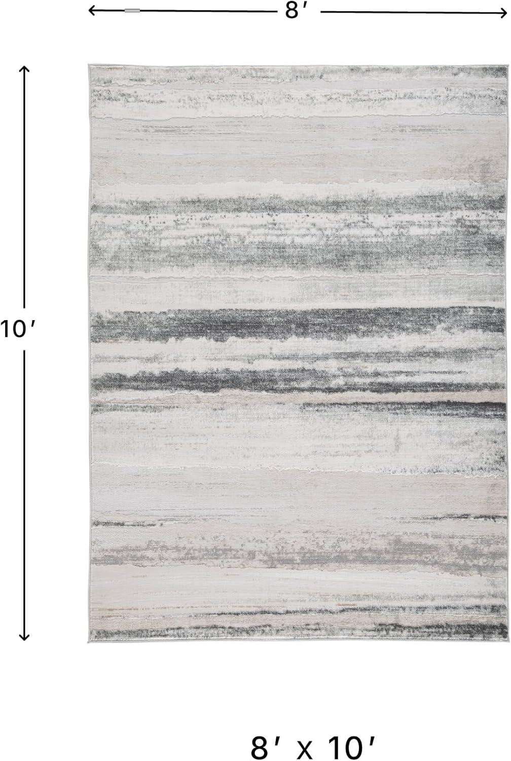 imageSignature Design by Ashley Abanett Contemporary 5 x 7 Medium Pile Abstract Design Rug Cream Gold amp Gray710 x 102 Rectangular