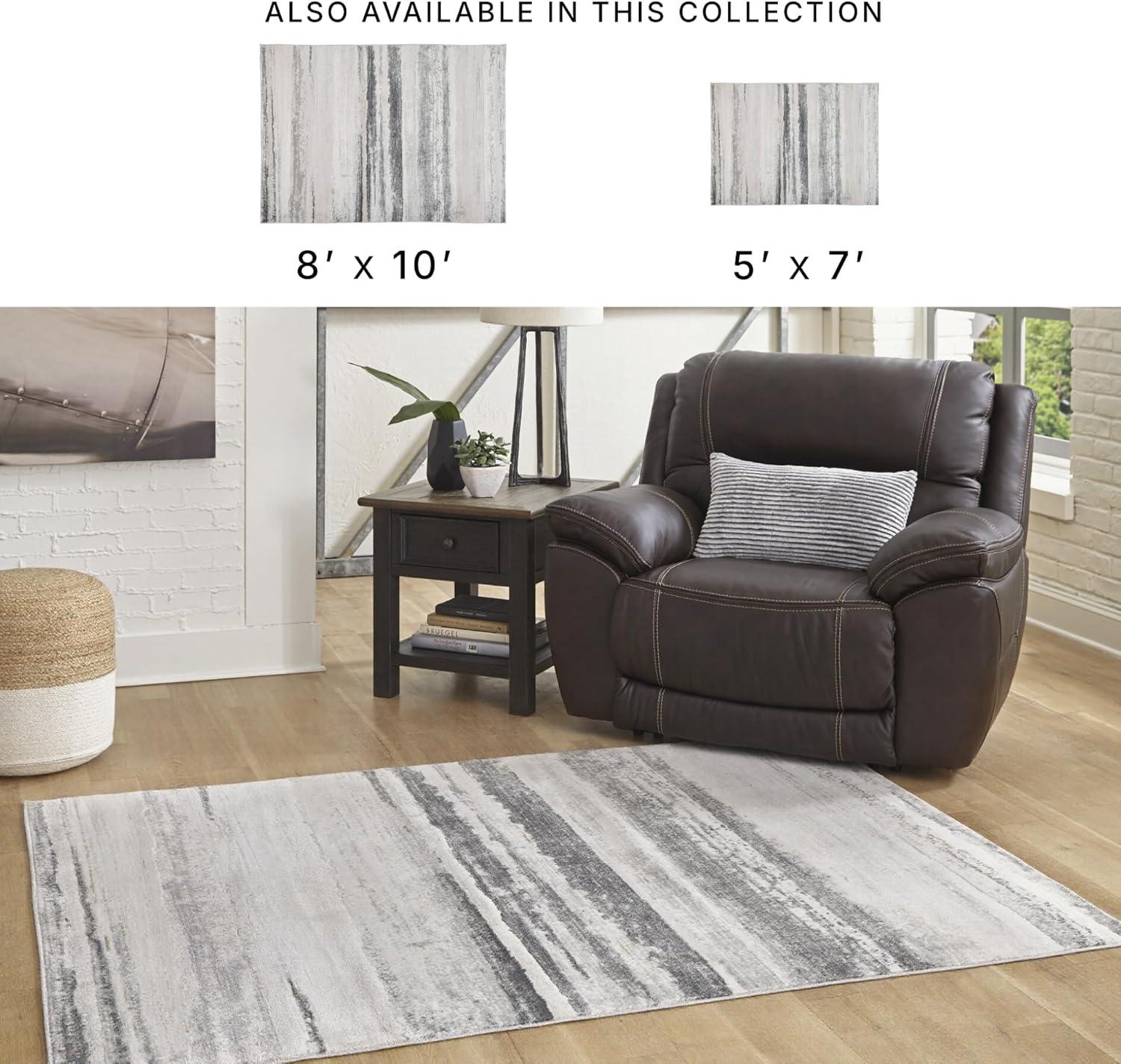imageSignature Design by Ashley Abanett Contemporary 5 x 7 Medium Pile Abstract Design Rug Cream Gold amp Gray710 x 102 Rectangular