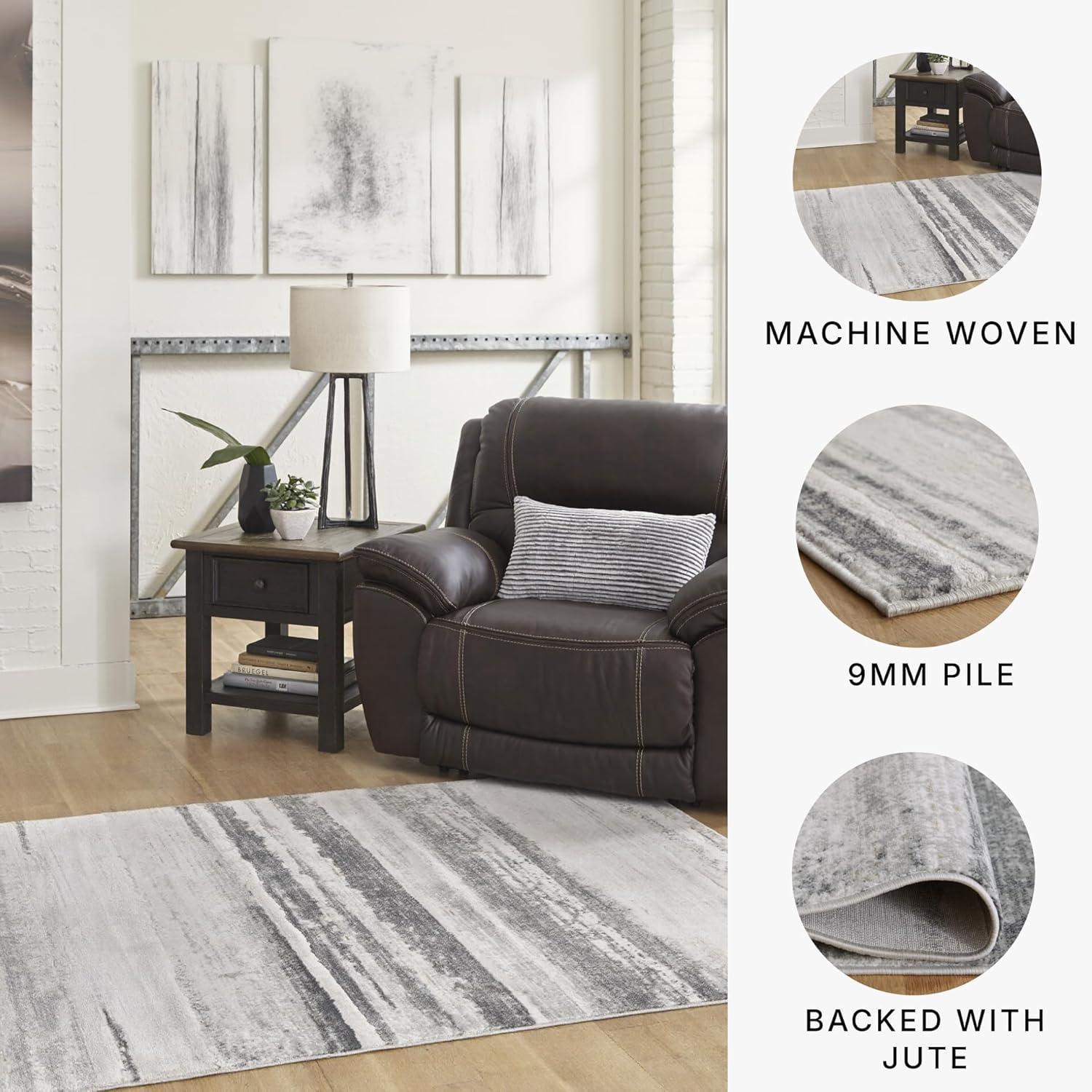imageSignature Design by Ashley Abanett Contemporary 5 x 7 Medium Pile Abstract Design Rug Cream Gold amp Gray710 x 102 Rectangular