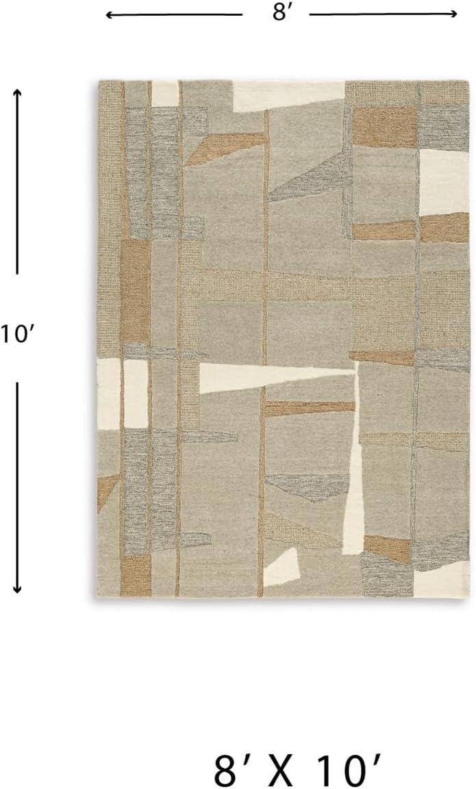 imageSignature Design by Ashley Abbotton Casual Indoor Geometric Handmade Wool and Jute 8 x 10 Rug Light Brown amp Light Gray