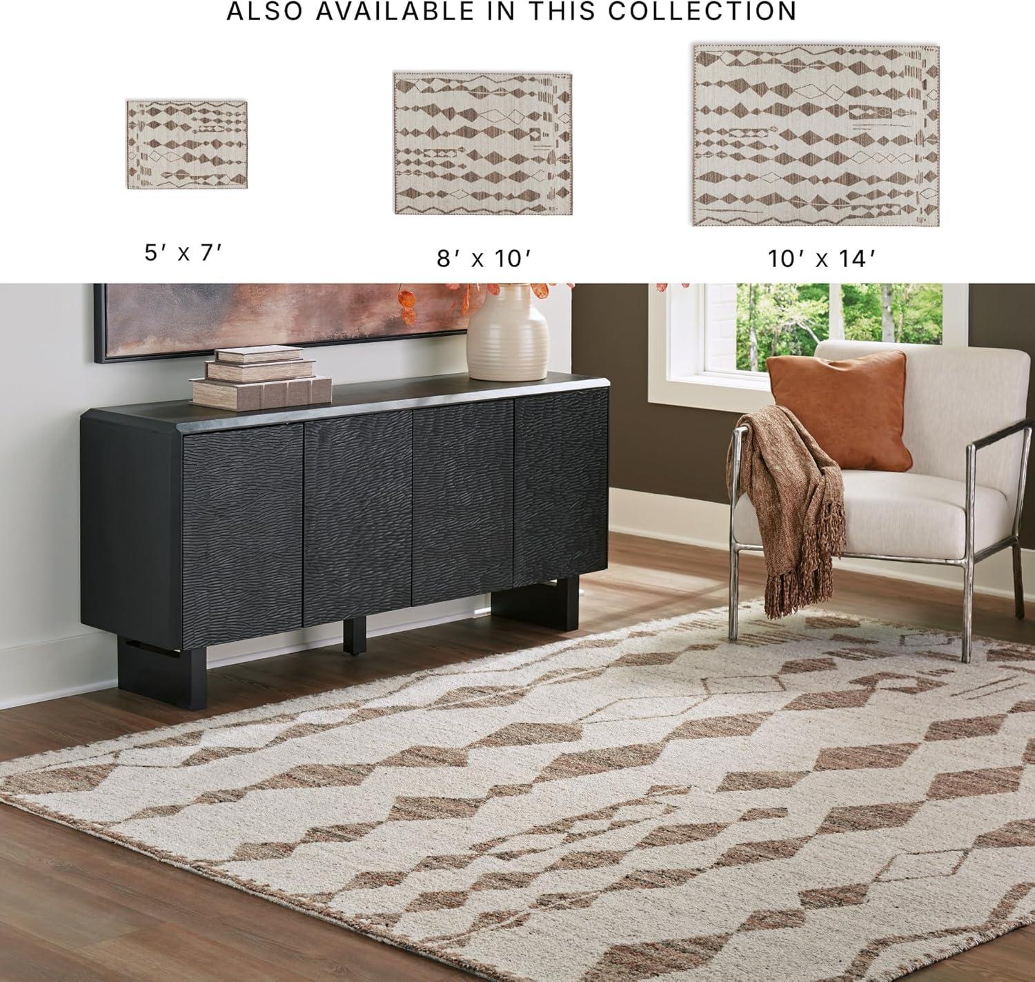 imageSignature Design by Ashley Brettler Casual Indoor Geometric 8 x 10 Large Rug Beige amp Light Brown79 x 911 Rectangular