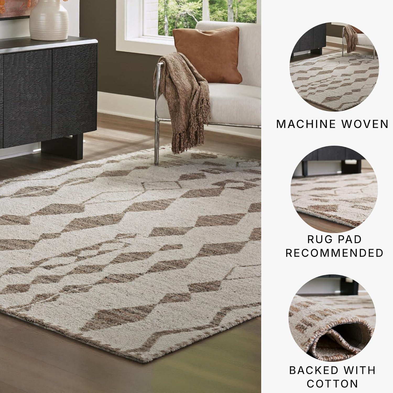 imageSignature Design by Ashley Brettler Casual Indoor Geometric 8 x 10 Large Rug Beige amp Light Brown79 x 911 Rectangular