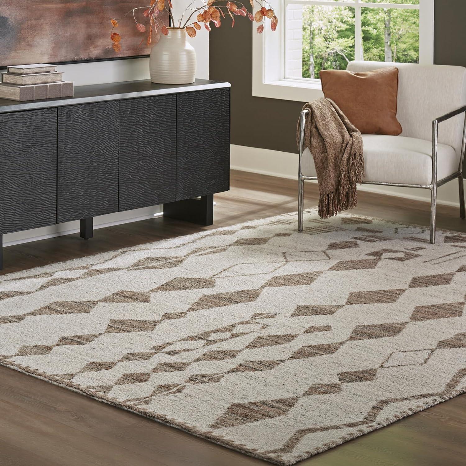 imageSignature Design by Ashley Brettler Casual Indoor Geometric 8 x 10 Large Rug Beige amp Light Brown79 x 911 Rectangular