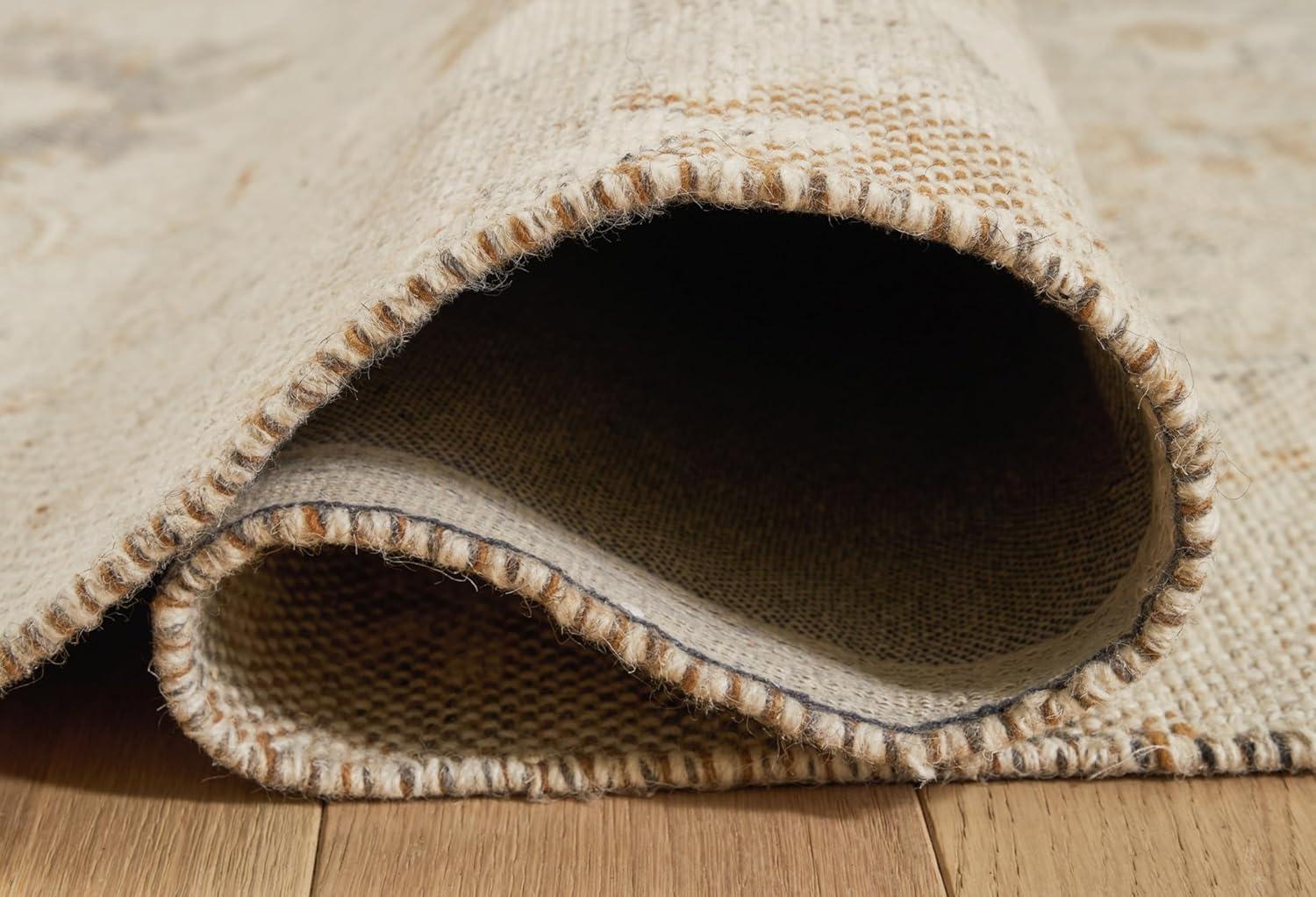 imageSignature Design by Ashley Calkin Vintage Indoor Floral Handmade Wool Blend 5 x 7 Rug with Fringe Design Beige amp Light Brown79 x 105 Rectangular