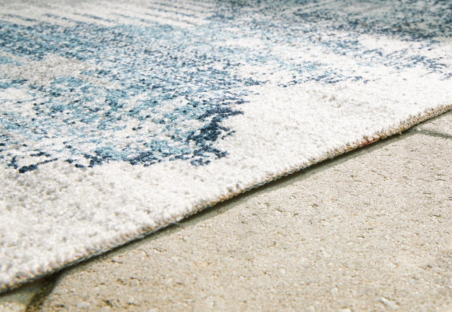 imageSignature Design by Ashley Daddridge Classic IndoorOutdoor Medallion 8 x 10 Rug with Non Slip Backing Blue amp Light Gray