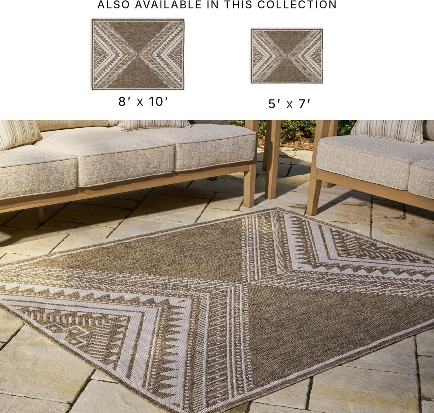 imageSignature Design by Ashley Dunsler Modern IndoorOutdoor Geometric Handmade Medium 5 x 7 Rug with NonSlip Backing Dark Brown amp Beige