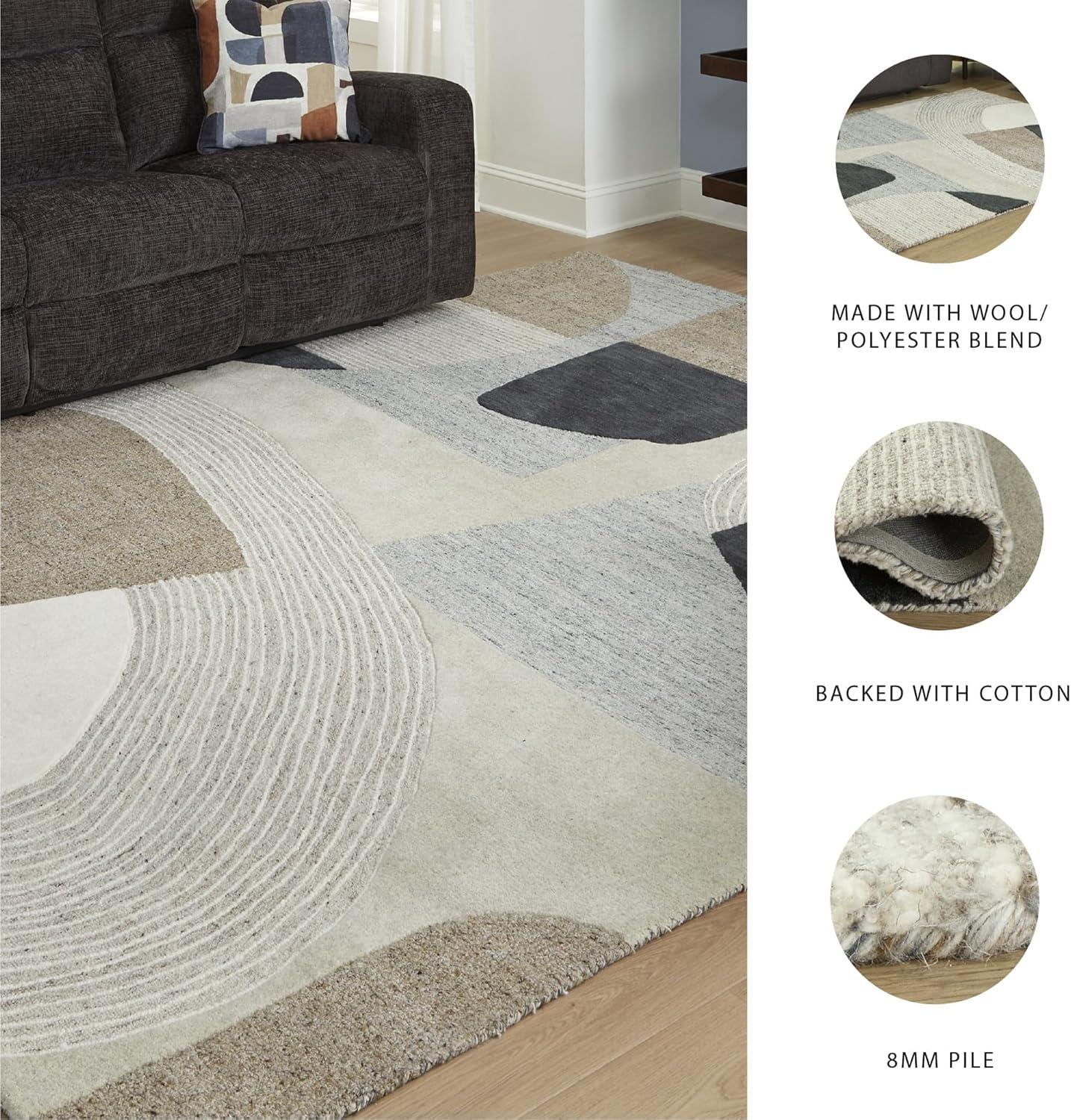 imageSignature Design by Ashley Edrickhill Casual Indoor HandTufted Abstract Wool Blend 5 x 7 Rug Light Brown amp Beige5 x 611 Rectangular