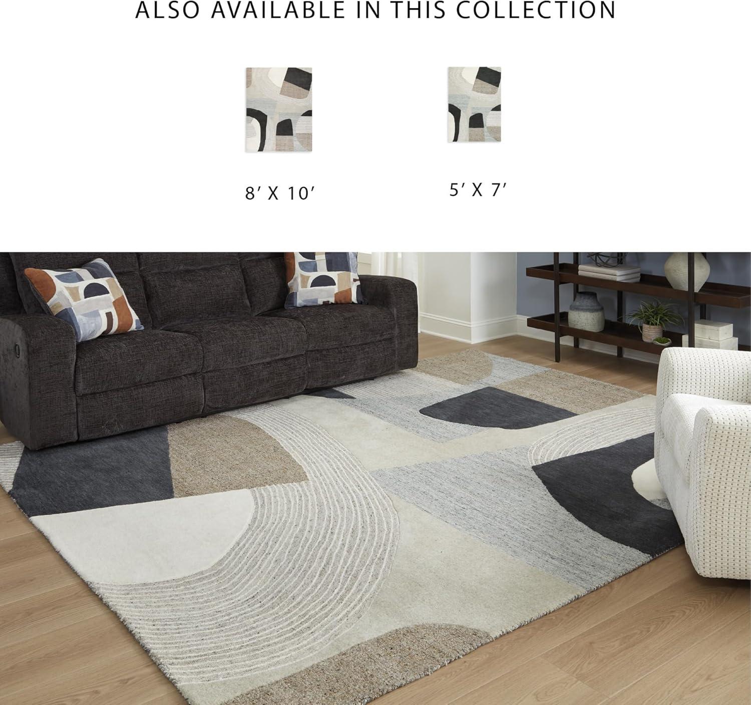 imageSignature Design by Ashley Edrickhill Casual Indoor HandTufted Abstract Wool Blend 5 x 7 Rug Light Brown amp Beige5 x 611 Rectangular