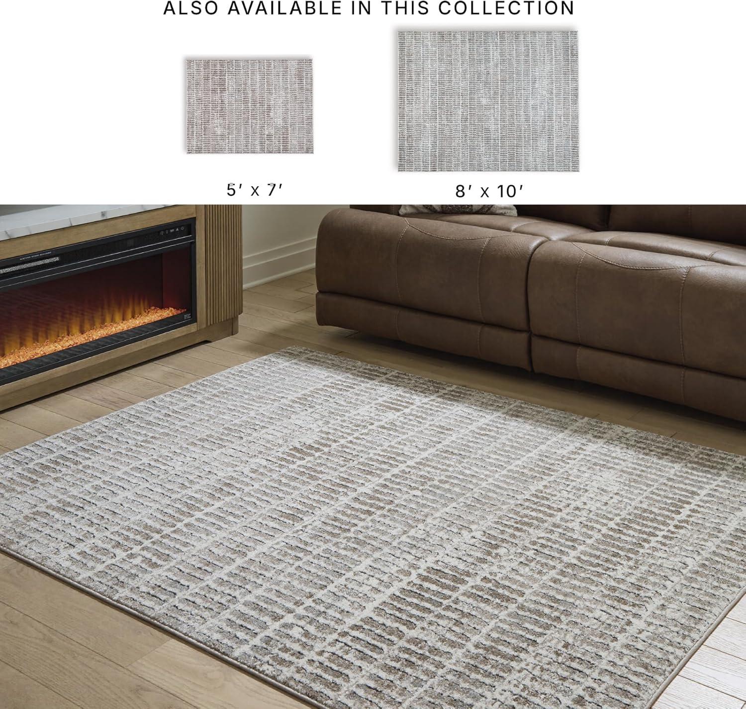 imageSignature Design by Ashley Fuadwick Transitional Indoor Striped Rectangular 5 x 7 Area Rug Brown amp Beige