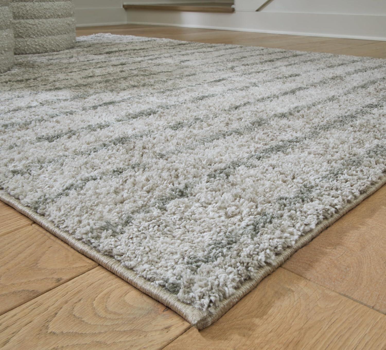 imageSignature Design by Ashley Laddway Casual Indoor Striped Fluffy 8 x 10 Rug Beige amp Gray710 x 99 Rectangular
