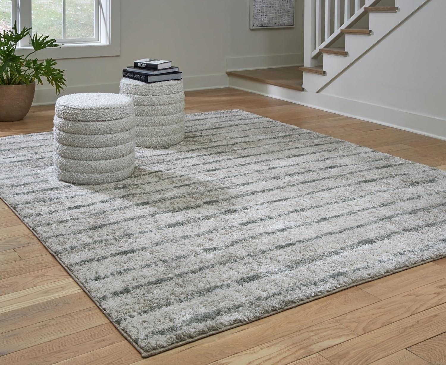 imageSignature Design by Ashley Laddway Casual Indoor Striped Fluffy 8 x 10 Rug Beige amp Gray710 x 99 Rectangular