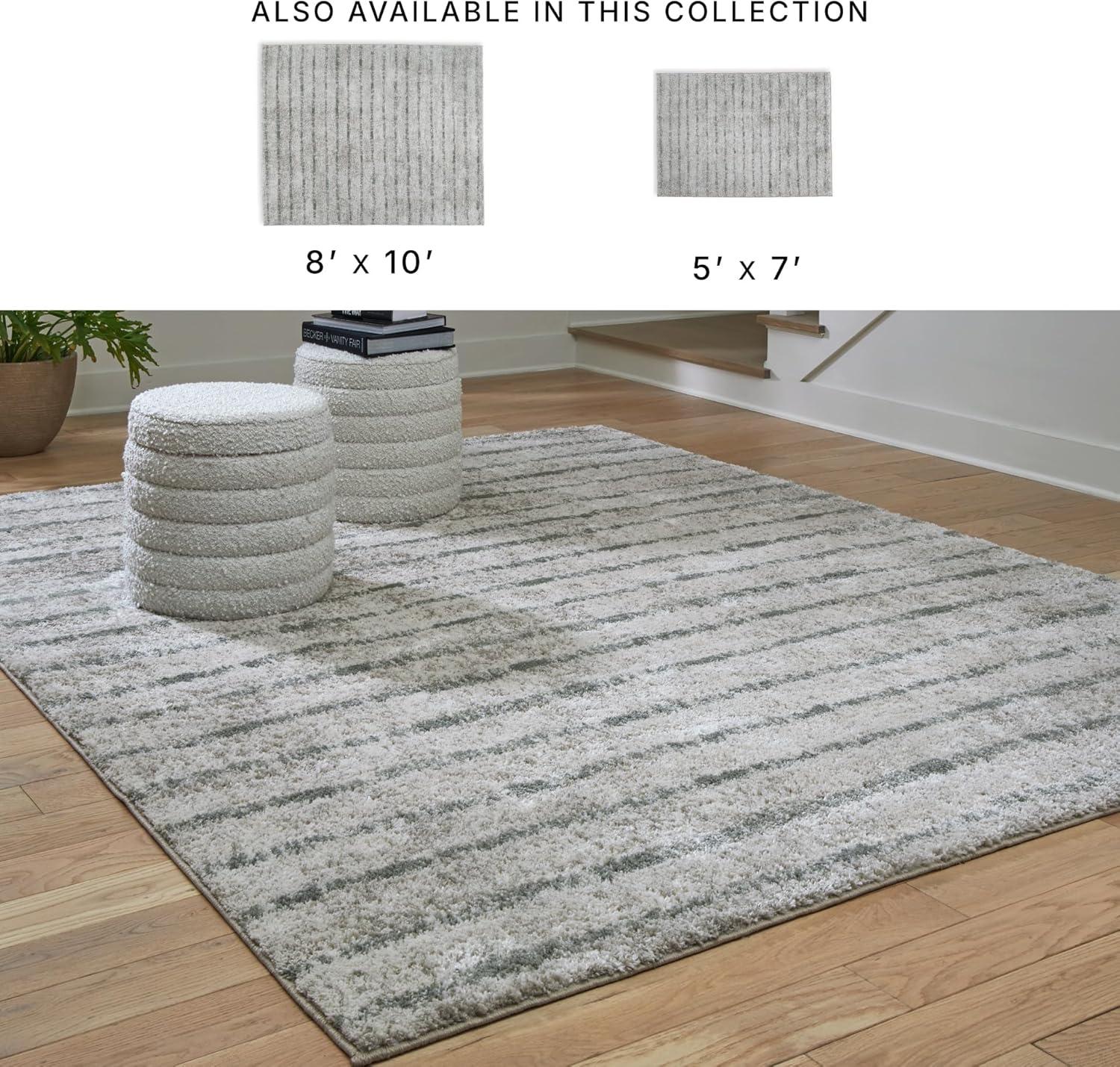 imageSignature Design by Ashley Laddway Casual Indoor Striped Fluffy 8 x 10 Rug Beige amp Gray710 x 99 Rectangular