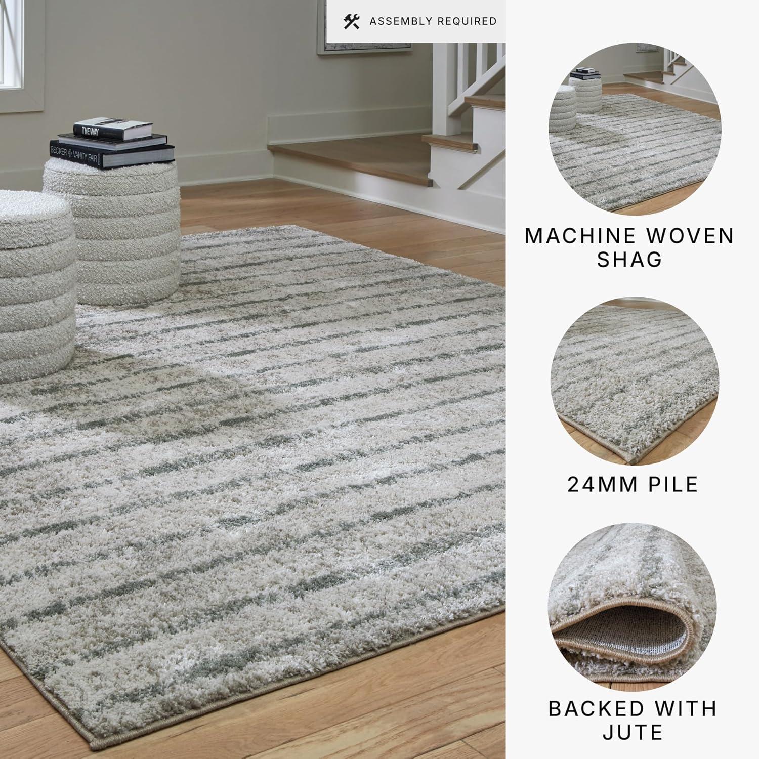 imageSignature Design by Ashley Laddway Casual Indoor Striped Fluffy 8 x 10 Rug Beige amp Gray710 x 99 Rectangular