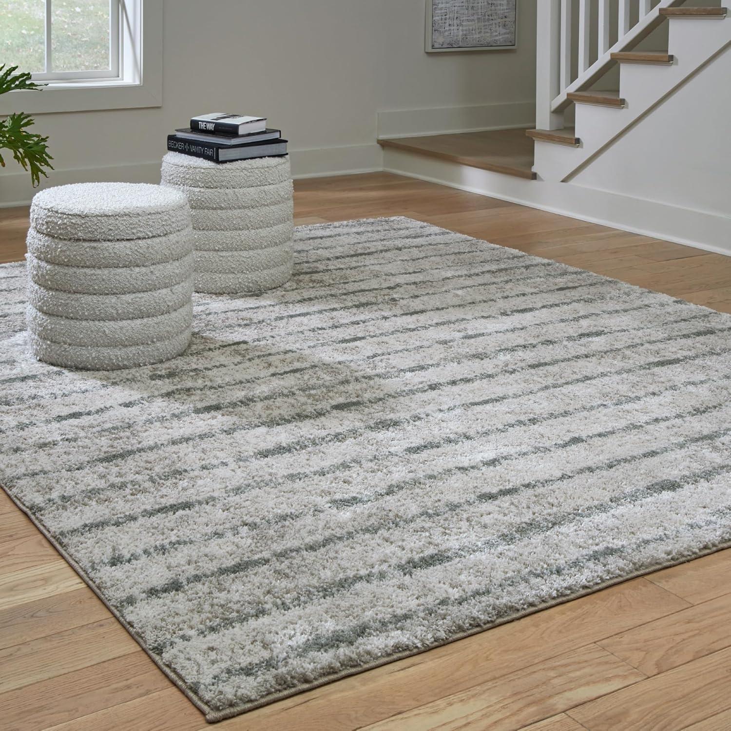 imageSignature Design by Ashley Laddway Casual Indoor Striped Fluffy 8 x 10 Rug Beige amp Gray710 x 99 Rectangular